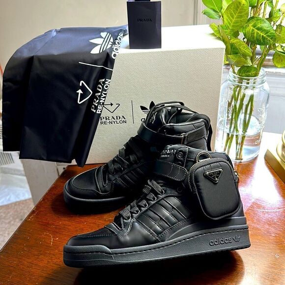 ADIDAS X PRADA RE-Nylon Forum High Black Sneakers - Picture 1 of 7